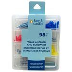 Key & Castle 98 Piece Wall Anchor & Screws Kit in Reusable Storage Case