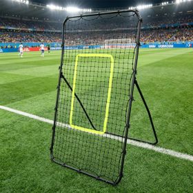 Steel Pipe Rebound Soccer Football Goal Black,Adjustable Rebounder Net,55.12 X 35.43 X 31.50, For Soccer, Football,Lacrosse, Baseball, Tennis
