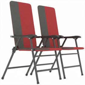 furFolding Patio Chairs Set of 2, Padded High Back Lawn Camping Chairs with Armrests, 600D Oxford Fabric, Red (Option: Red-1040x180x630 mm)