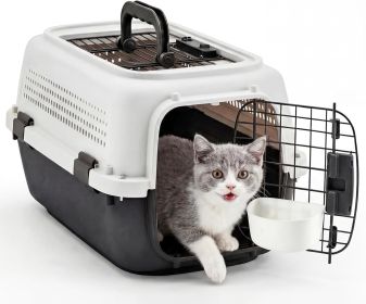 Hard-Sided Dog and Cat Carrier, TSA Airline Approved, for Small to Medium Pets, Travel Crate with Handle, Ventilated Design (Color: white black)